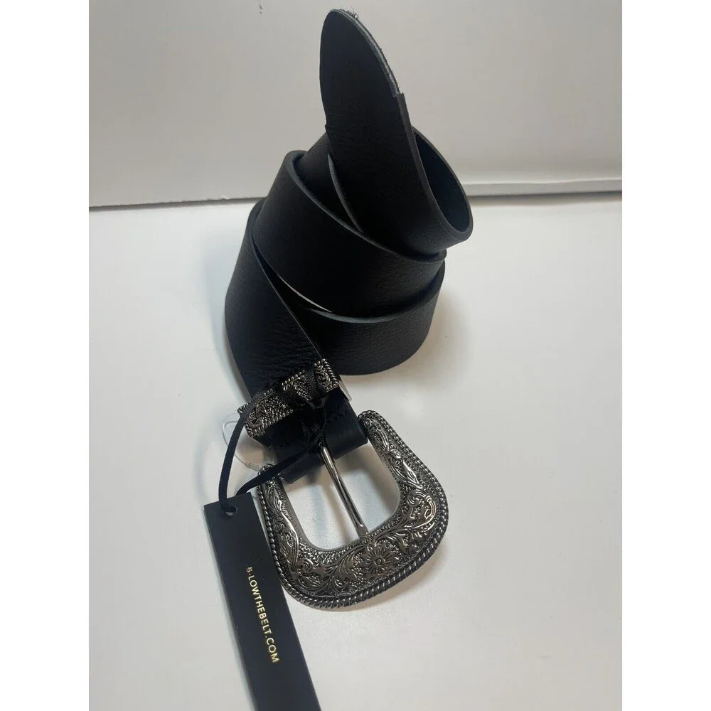 B-Low The Belt Black Leather Frank Belt Sz L New W/Missing Metal Point